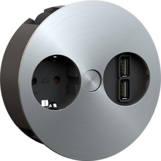 Bachmann Twist Rond 1 Prise + Double Usb Inox