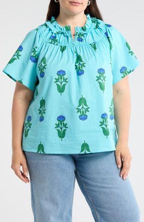 Sugarlips Romery Abstract Terie Top in Blues-Grns-Mul at Nordstrom, Size 1 X