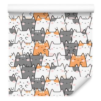 OEM Carta Da Parati Con Gattini Multicolore Per Soggiorno E Camera Da Letto 50x1000 Cm
