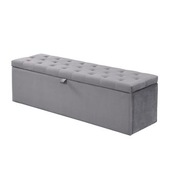 STILVORA Banco Ba&uacute;l De Almacenaje Tapizado Para Dormitorio Con Gran Capacidad De Guardado, Estructura Estable En Terciopelo Gris