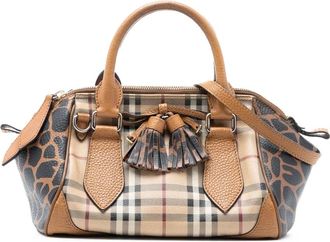 Burberry Borsa a tracolla Blaze piccola in tela cerata con motivo Haymarket Check e stampa 2000-2010 - Marrone