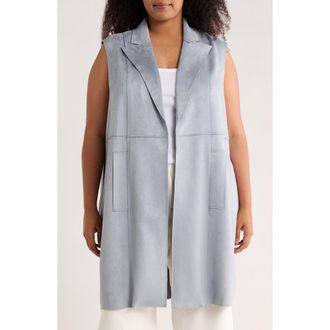 Magaschoni Faux Suede Notch Lapel Vest in Rain Shower at Nordstrom Rack, Size 2 X