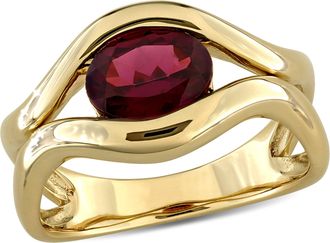 Mimi & Max 1 2/5ct TGW Rhodolite Solitaire Wavy Ring 10k Yellow Gold