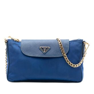 Prada Pre-owned Prada Saffiano Trimmed Tessuto Chain Crossbody Ladies QEIBMSFF6AKEN3UE