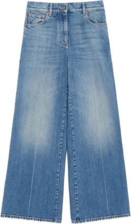 Valentino Garavani Jeans, Dames, Blauw, W27, Katoen, High-rise Wide-leg Jeans