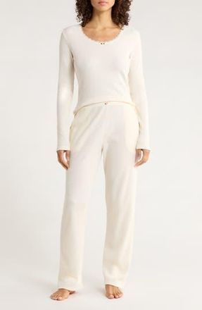 Papinelle Sleepwear Claire Waffle Knit Pajamas in Ecru at Nordstrom Rack, Size Xx-Large