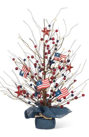 Glitzhome 20H Patriotic Americana Berry or Hat Table Tree in Red at Nordstrom, Size Medium