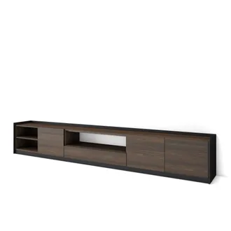 Skraut Home Skraut Home - Mueble Tv, Televisi&oacute;n, 310x37x50cm, Para Tv Hasta 80, Roble Oscuro Y Negro