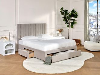 Vente-Unique Letto con 3 cassetti 140 x 200 cm Tessuto Beige - LIAKO