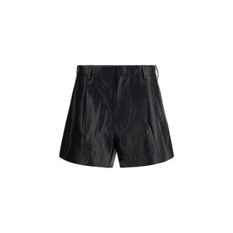 R13 Black Calf Leather Bos Taurus Bermuda Womens Shorts