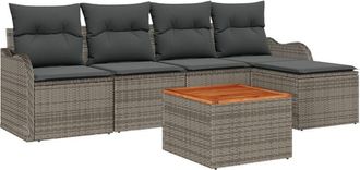 vidaXL Garden Sofa Set 6 pcs Grey Poly rattan Vidaxl