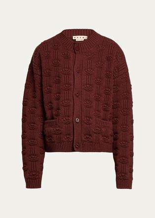 Marni Mens Wool and Cashmere Geometric-Jacquard Cardigan