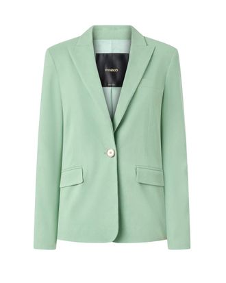 Pinko Green Solid Peaked Lapel Jacket