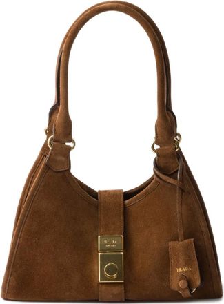 Prada Borsa tote piccola in pelle scamosciata - Marrone