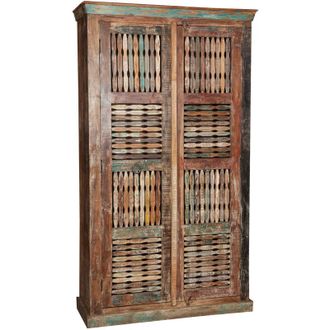 Biscottini International Bookcase display case open in solid wood pickled Shabby