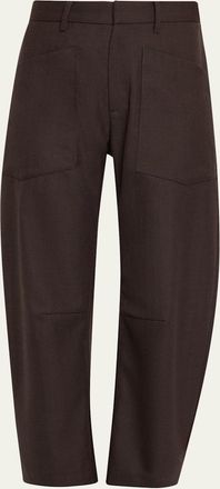 Nili Lotan Shon Virgin Wool Barrel-Leg Pants