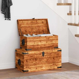 vidaXL Casse di Stoccaggio 2 pz in Legno Ruvido di Mango - Vidaxl