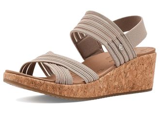 Skechers Arch Fit Beverlee 2.0 - Bali Vibes Womens Wedge Shoes Taupe : 6.5 B - Medium, Faux Leather