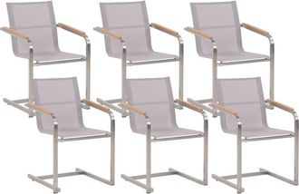 Beliani Conjunto De 6 Sillas De Jard&iacute;n Asiento De Textilene Beige Estructura De Acero Estilo Cantilever Cosoleto
