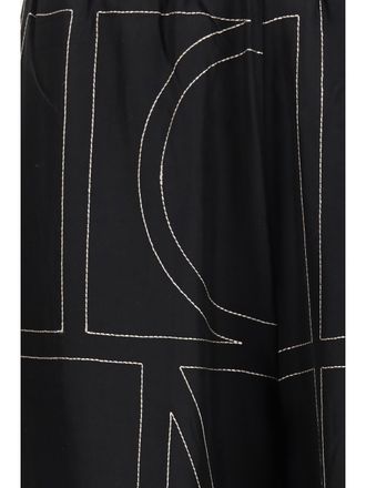 Toteme Womens Pants Silk Monogram Black Trousers