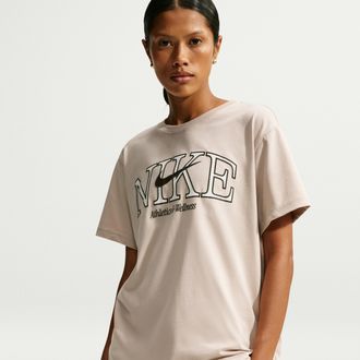 Nike Womens Nike Sportswear Classic Oversized T-Shirt in Brown | IM6396-236