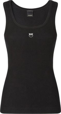 Pinko Love Birds Tanktop - Dames - Tops zonder mouwen - Zwart - XL - Katoen - Tops