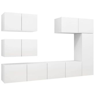 Berkfield Home 6 Piece TV Cabinet Set White Engineered Wood