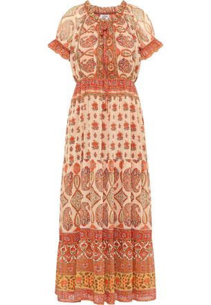 Usha Maxi-jurk met all-over print Dames Oranje Veelkleurig