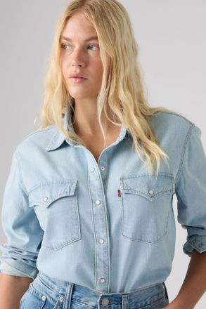 Levi's Evans Relaxed Western Shirt - Mujer - L - Lavado medio / Easy Trail Light
