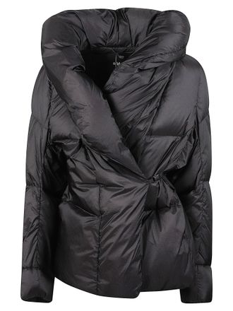 Add High Collar Knot Detail Padded Down Jacket