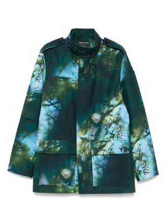 Yohji Yamamoto AOP jacket - men - Cotton/Elastane/Recycled Polyester - M - Blue