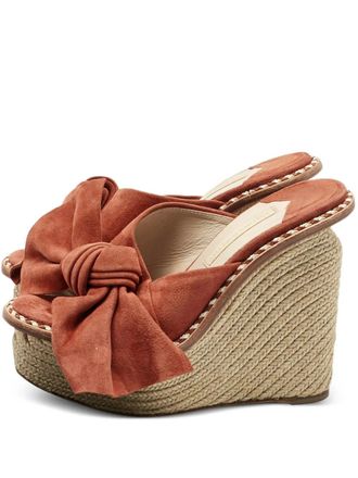 Paloma Barcel&oacute; suede bow wedge espadrille - women - Calf Suede/Calf Leather/Calf Leather - 37 - Orange