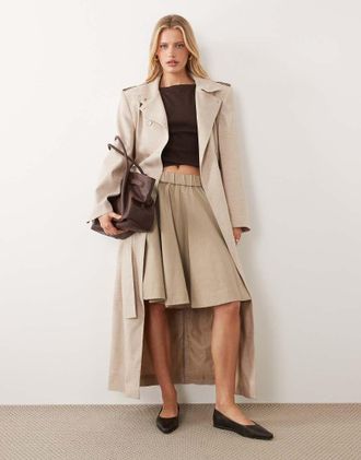 Asos Trench sartoriale color pietra con spalline imbottite-Neutro