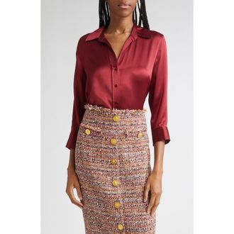 L'agence Dani Silk Charmeuse Blouse in Black Cherry at Nordstrom Rack, Size Small