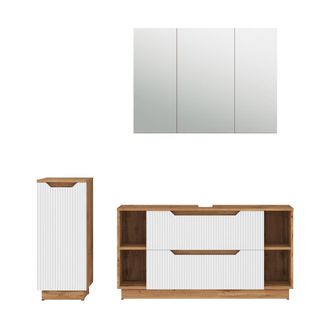 Vicco Conjunto De Muebles De Ba&ntilde;o De 3 Piezas Lotta, Roble/rayas Blancas, 3 Partes, Vicco