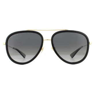 Gucci Zonnebril GG0062S 011 Zwart En Goudgrijs Verloop Gepolariseerd