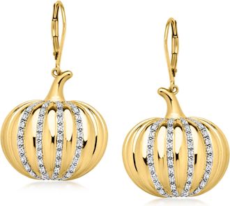 Ross-Simons Lab-Grown Diamond Pumpkin Drop Earrings in 18kt Gold Over Sterling