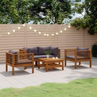 vidaXL Muebles De Jard&iacute;n 5 Pzas Cojines Madera Maciza De Acacia Vidaxl