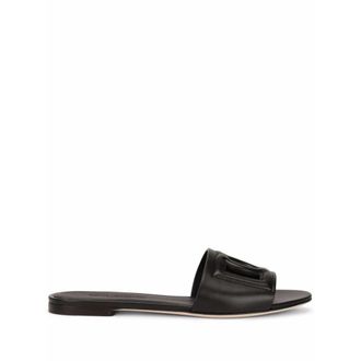 Dolce & Gabbana Calfskin Slippers - Dames - Sandalen - Zwart - 36 EU - Leer - Schoenen