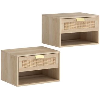 HOMCOM Mesitas de noche 40x30x25 cm roble
