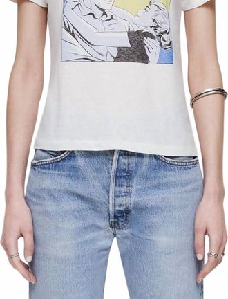 Re/Done Love You To The Moon Classic Tee In Vintage White
