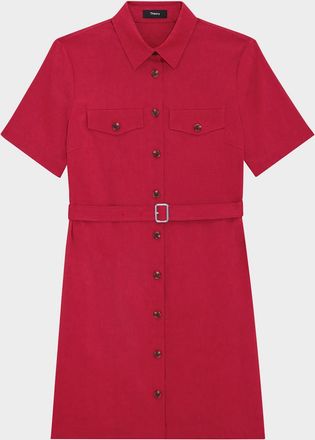 Theory Crunch Linen Military Shirtdress