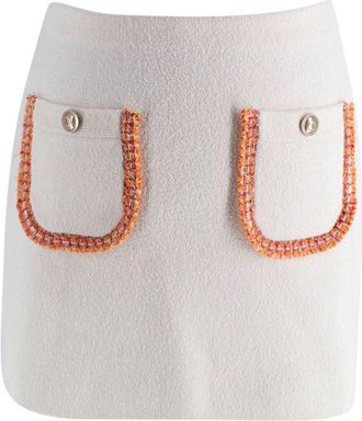 Maje Cream Tweed Skirt with Contrast Trim Detail Size XS