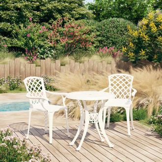 vidaXL Mesa Y Sillas De Bistr&oacute; 3 Piezas Aluminio Fundido Blanco Vidaxl