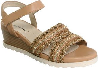 David Tate Kind Ankle Strap Platform Wedge Sandal in Tan at Nordstrom, Size 11