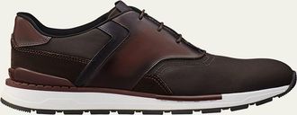 Berluti Mens Fast Track Leather and Nylon Runner Sneakers