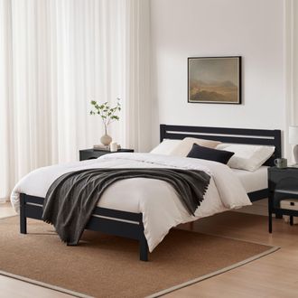 Furniturebox Declan Solid Pine King Size Bed Frame in Dark Grey