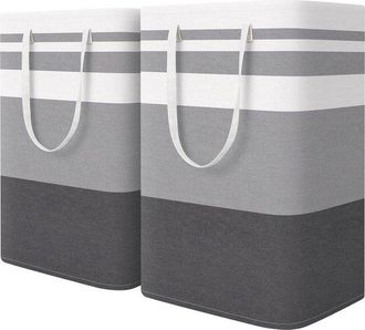 No Brand Cesto De Ropa Grande - 75 Litros - Paquete De 2 - Gris - Plegable