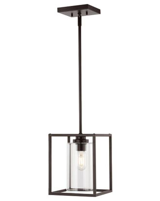 Jonathan Y Designs Jonathan Y Quinn 8In 1-Light Industrial Farmhouse Iron/Glass Led Pendant