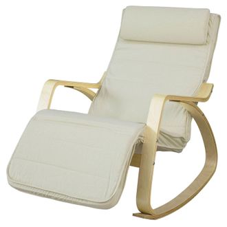 SoBuy Sobuy Sedia A Dondolo Poltrona Relax Poltroncina Poggia Gambe Regolabile Bianco Fst16-w